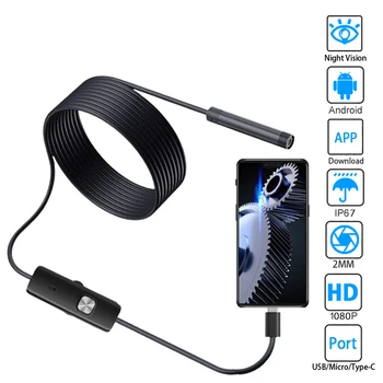 Mini Endoskop Kamera, 1080P HD Vandtæt Endoskop Indstillelig Blød Wire 6 LEDS (5mm Android Inspektion Cam til Bil