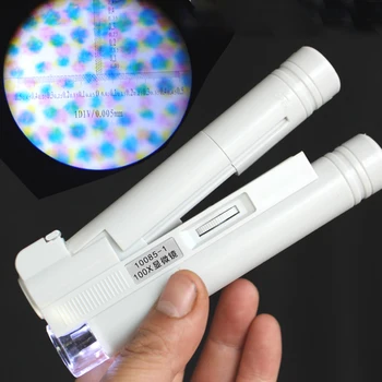 Håndholdte Mini-lup 100X Lomme-Mikroskop Transportabel LED Lampe Lys Smykker Lup Lup med Læder etui