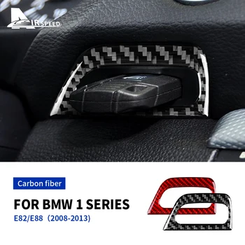 Til BMW 1-Serien E81 E82 E87 E88 2008-2013 Carbon Fiber Sticker Panel Keyhole Frame Trim Bil Styling Tilbehør til Udsmykning