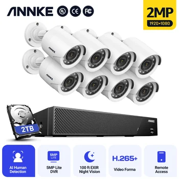 Annke 8CH 5MP DVR tv-Overvågning System 4/8stk 1080P 2,0 MP Sikkerhed Kameraer IR Udendørs IP66 Video Overvågning Kamera Kit