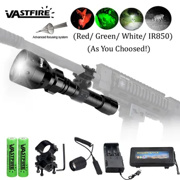 500 M Zoomable Fokus på Jagt Lommelygte 55mm Objektiv Taktiske Under-Pistol tønde Lys+Rifle Anvendelsesområde Mount+Skift+18650+USB-Oplader