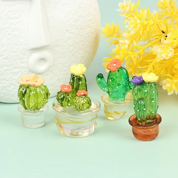 Håndlavet Glas Kaktus Figurer, Ornamenter Mini-Bonsai Indretning Søde Miniature Desktop Håndværk Pynt Kreative Home Decor Gave