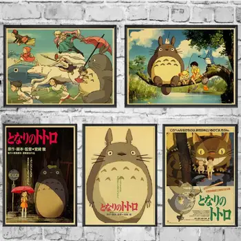Vintage Plakat Miyazaki Hayao Animationsfilm Min Nabo Totoro Kraftpapir Retro Plakater Væg Kunst Maleri Kidsroom Indretning Mærkat