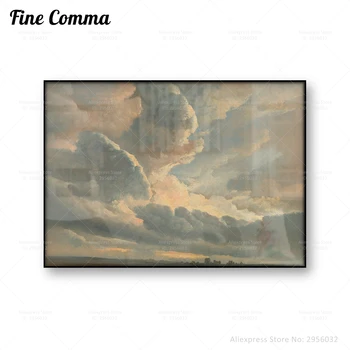 Skyer med en Solnedgang nær Rom Simon Alexandre Clement Denis Vintage Plakat Stormfulde Himmel Sky Lærred Print Natur Væg Kunst, Indretning