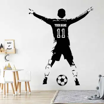 Personlig brugerdefineret fodboldspiller vægoverføringsbilleder fodbold lover boy værelses aktivitet værelse soveværelse dekoration vinyl vægoverføringsbillede gave