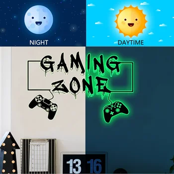 Spil-Controllere Lysende Wall Stickers Til Drenge Værelset Gaming Zone Soveværelse Home Decor Poster Tapet Glød I Mørke Klistermærker