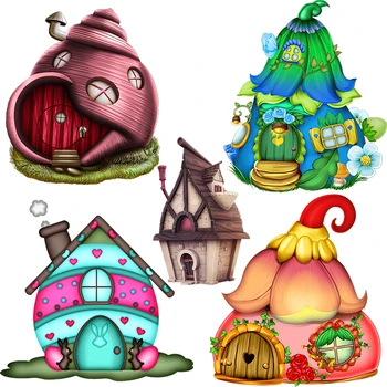 Tre Ratels CP22 Eventyr stil tegnefilm kabine mushroom house children ' s place dekoration mærkat, selvklæbende
