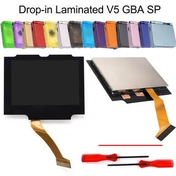 Lamineret GBA SP LCD-Skærm Mod Kits Udskiftninger, OSD Drop-in V5 Nem at Installere Kompatibel med Nintendo GameboyAvanceSP