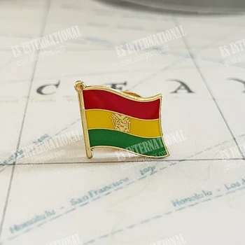 Bolivia Nationale Flag Crystal Epoxy Metal Emalje Badge Broche Samling Souvenir Gaver Pins Tilbehør Tørrelse1.6*1,9 cm