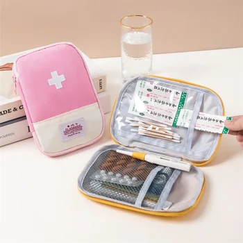 Bærbare Medicinsk Bag Macaron Farve Medicin Opbevaringspose Rejser Opbevaring Førstehjælpskasse Husstand Medicinsk Nødsituation Kits Organizer