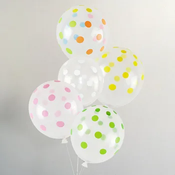 10stk 12 tommer Gennemsigtige Latex Balloner Polka Dot Farvet Bryllup Fødselsdag Balloner Dekoration Globos Luft Bolde Balongerne