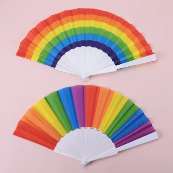 1 STK Rainbow Håndholdte Folde Fan spanske Rainbow Folde danseforestilling, boligindretning, Loftvifte