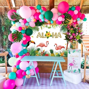 Huiran Pink Flamingo Fødselsdag Indretning Hawaii Party Dekorationer Ananas Og Tropisk Fest Sommerfest Luau Indretning Aloha Forsyninger