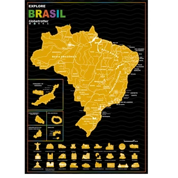 Udforsk Brasil Skrabe Kort For Rejsende Gave Boligindretning Vægmaleri 42 X 29.5