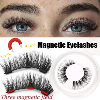 3D Magnetiske Falske Øjenvipper Håndlavet Lange Tykke Falske Øjenvipper Eye lash Extension 3 Magneter og Magnetiske Vipper, Makeup-Værktøjer