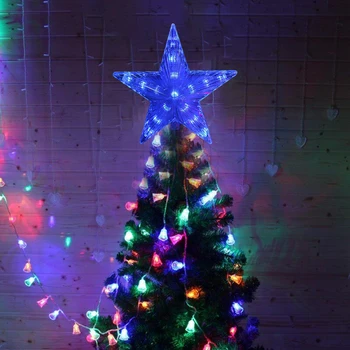 31LED Xmas Stjernede Fairy Lights Vandtæt PVC Christmas Tree Top Lamper Genanvendelige Glowig Stjernede Charms Kunsthåndværk til Fest