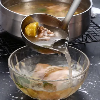 Rustfrit Stål Suppe Fat Olie Separator Potageskeer Skimmer Skefuld Suppe Dørslag til Køkken med varmeisolering Anti-skoldning