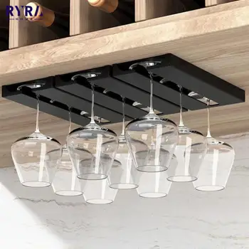 Køkken Tilbehør vægbeslag Vin Glas Indehaver Glasservice Klassificering Hængende Glas Cup Rack Punch-fri Skab Organizer