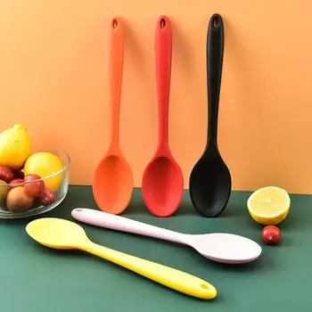 1 Stk Lange Håndtag Silikone Ske Universal varmebestandig Solid Farve-Nem at Rengøre Madlavning Ske fødevaregodkendt Køkken Værktøj