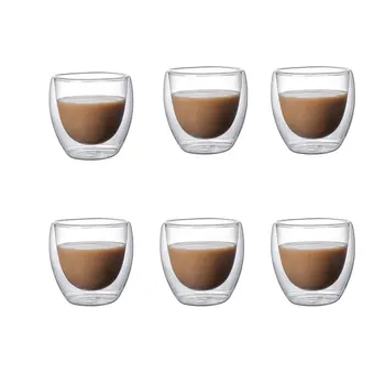 5 Størrelser 6 Pack Klar dobbeltvægget Glas Og Krus Isoleret Lag Kopper Indstillet til Bar Te Mælk Juice, Vand Espresso Shot Glas