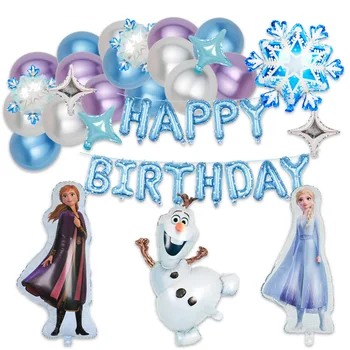 Disney Frosne Elsa Anna Tema Balloner Indretning Baby Brusebad Pige Fødselsdag Frosne Folie Ballon Olaf Snefnug Aluminium Ballons