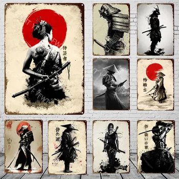 Japansk Samurai Metal, Tin Tegn Moderne Kunst på væggene Karakter Plakater og Prints Mand Grotte af Dekorativ Udsmykning af Stue, Soveværelse