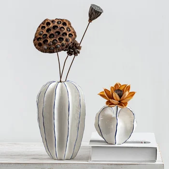 Caramboler Keramik Vase Håndværk Home Decor Tørrede Blomster Vase Simulering Frugt Porcelæn, Vaser i stuen TV-Kabinettet