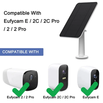 4w eufy Solar Panel for eufyCam Cam Wifi Kamera Udendørs 2/2C/2C Pro/E/2 Pro/SoloCam E20 E40 Mount 13ft Power Kabel (hvid)