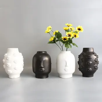 Nordisk Ins Stil Kreative Personlighed Ansigt Vase Moderne Minimalistisk Læber Keramik Blomster Hjem Bar Boghandel Dekoration Pynt