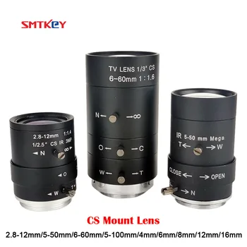 CS Mount 2.8-12mm/5-50mm/6-60mm /5-100 mm Manuel variabel brændvidde 4/6/8/12/16mm CS Fast Fokus Linse Til CCTV Sikkerhed Kamera