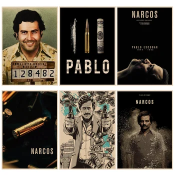 Narcos TV-Serie Pablo Escobar Klassiske Vintage Plakater Kraftpapir Prints Og Plakater Kawaii Room Decor