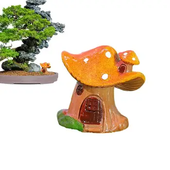 Mushroom House Harpiks Håndværk Figur Dukkehus Bygning, Terrarie Indretning Miniature Fe Haven Dekoration Figur Tilbehør