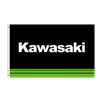 3x5 M Kawasaki Flag-Polyester Trykte Racing Motorcykel Banner Til Indretning