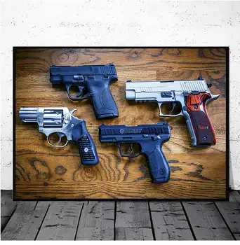 Våben Pistol Pistol Lærred Maleri Væg Kunst, Plakater og Prints Moderne Billede for Drenge Teenager Stue Home Decor