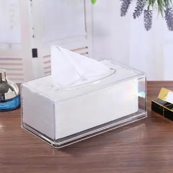 Stor Åbning 1Pc Gennemsigtige Væv Max servietholder Stue Hjem Arrangør Papir Dispenser Tissue Box