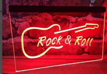 Rock and Roll Guitar Musik NY øl, bar, pub, club 3d skilte led neon lys tegn mand cave vintage home decor