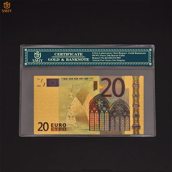 24k Forgyldt Europæiske Valuta 20 Euro Penge, Guld Folie Replica Ægte Pengeseddel Papir Penge Bemærk Samling