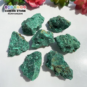 Naturlige Ædelstene Uregelmæssige Fiber Malakit Rå Sten Healing Grøn Krystal Velvet Mekaniske Mineral Prøve Dekoration
