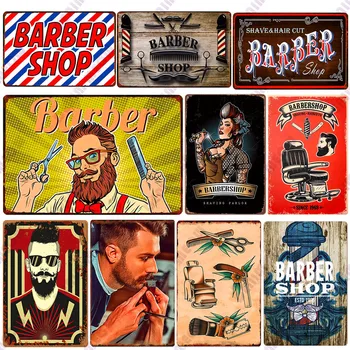 Barberer og Frisører, Frisør-Shop Metal Sign Vintage Mænds Frisure Tatoveringer Plaques Klassiske Strygejern Maleri Bar Dekoration WY78