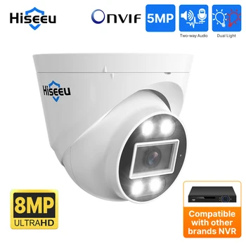 Hiseeu 5MP 4K 8MP POE IP-Sikkerhed Overvågning Kamera H. 265+ Dome CCTV ONVIF 2-Vejs Audio Record Face Detection Fuld Farve Indendørs
