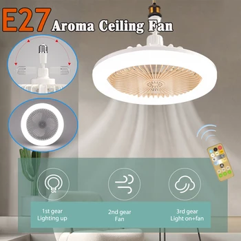 Aromaterapi Fan Universal E27 Lys Holder Loft Ventilator med Lamper Fjernbetjening Trinløs Dæmpning Timing Hængende Fan