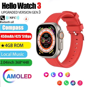2023 Nye Hello Se 3 Mænds Smartwatch Super AMOLED-Skærm Kvinders Smartwatch NFC Kompas 4G-ROM Android IOS PK HK8 PRO MRO ANTAL