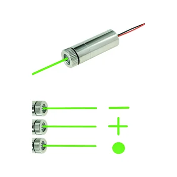 520nm 5mW Grøn Punkt, Linje Tværs af Laser Modul Hoved-Glas Linse Focusable Industrielle ClassDC 3V-5VmanufacturerFree Tilpasning