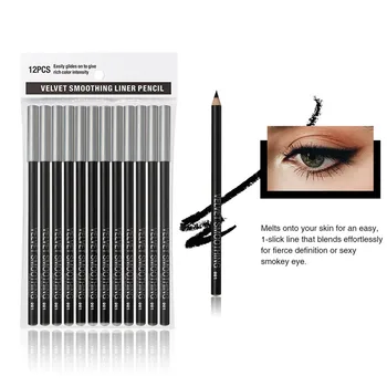 12 Stk/Sæt Eyeliner Pencil Black Vandtæt Øjenbryn Langvarig Øjenblyant Makeup Kosmetik Værktøjer Eye Liner Kit