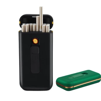 Brand Plastik Almindelige & Tynd 20 Cigaret Sag Kasse Med Lettere Usb-Genopladelige Cigaret Slim Box 119*56mm