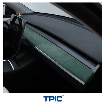 TPIC Dashboard Dækker For Tesla Model 3 Y 2019-2023 Alcantara Warp Betjeningspanel Panel Indretning, Interiør Mærkat Bil Styling Profillister