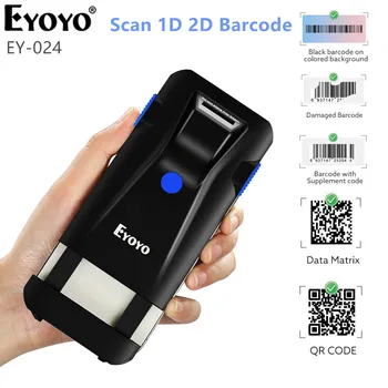 Eyoyo EY-024 2D Bluetooth-Barcode Scanner Telefonen Tilbage Klip På Scannerens Bærbare Trådløse Bluetooth-Genopladelige stregkode Læser