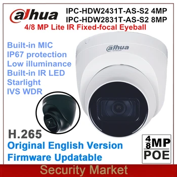 Original IP-Dahua 4MP IPC-HDW2431T-SOM-S2 Og 8MP IPC-HDW2831T-SOM WDR POE, IR-Øjet-Netværk Kamera Indbygget Mikrofon