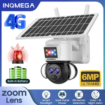 INQMEGA 6MP 3K 12X Zoom Trådløse Udendørs WIFI Solar-Kamera Soldrevne Kamera, 4g CCTV for Smart Home Farm Yard Field Skærm