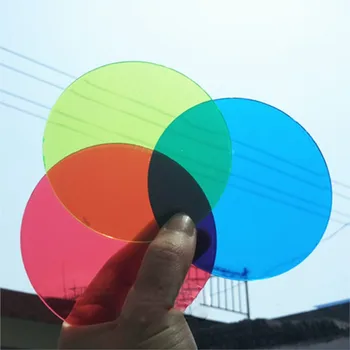 Fysik-optik 9,5 cm Farve gennemsigtig film Rød Grøn Blå Trikromatiske filter 0,2 cm tyk